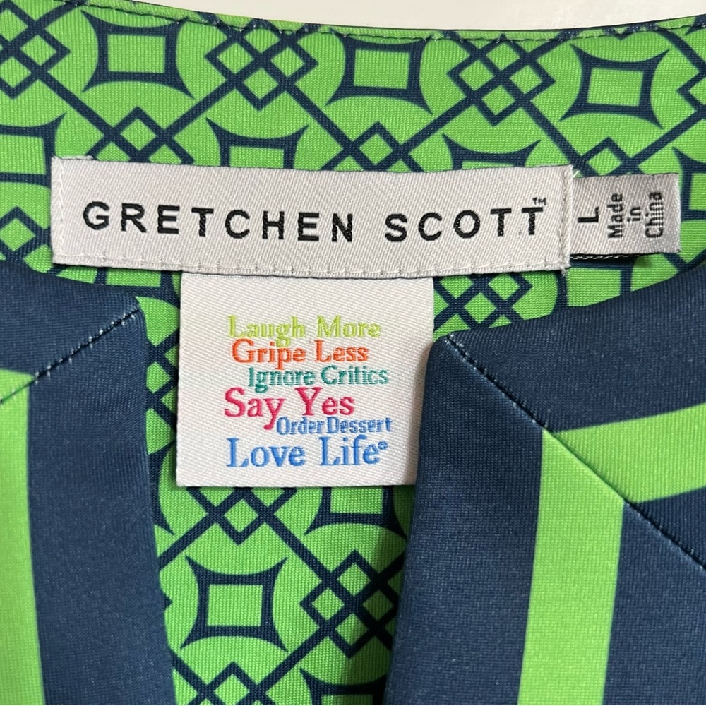 Gretchen Scott Designs Navy and Lime Geometric Mini Dress - Picture 5 of 6